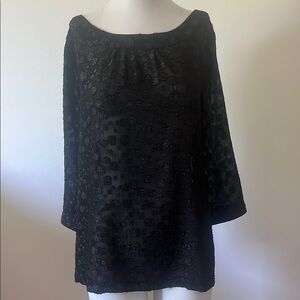 LOFT Black 3/4 Sleeve Boxy Blouse